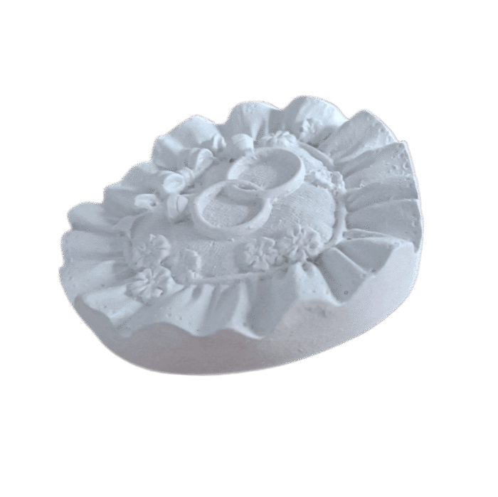 Coração Almofada Alianças em Resina