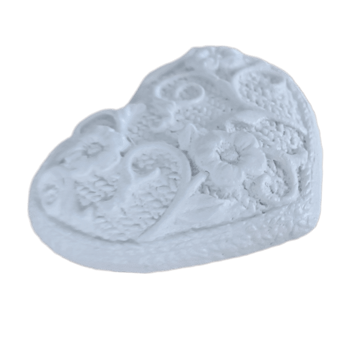 Coração Flores Crochê em Resina