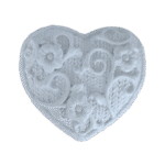Coração Flores Crochê em Resina