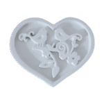 Coração Flores Passarinhos em Resina