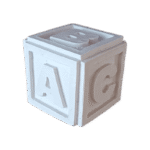 Cubo Dado com Letras ABCD Confeccionado em Resina