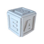 Cubo Dado com Letras ABCD Confeccionado em Resina