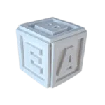 Cubo Dado com Letras ABCD Confeccionado em Resina