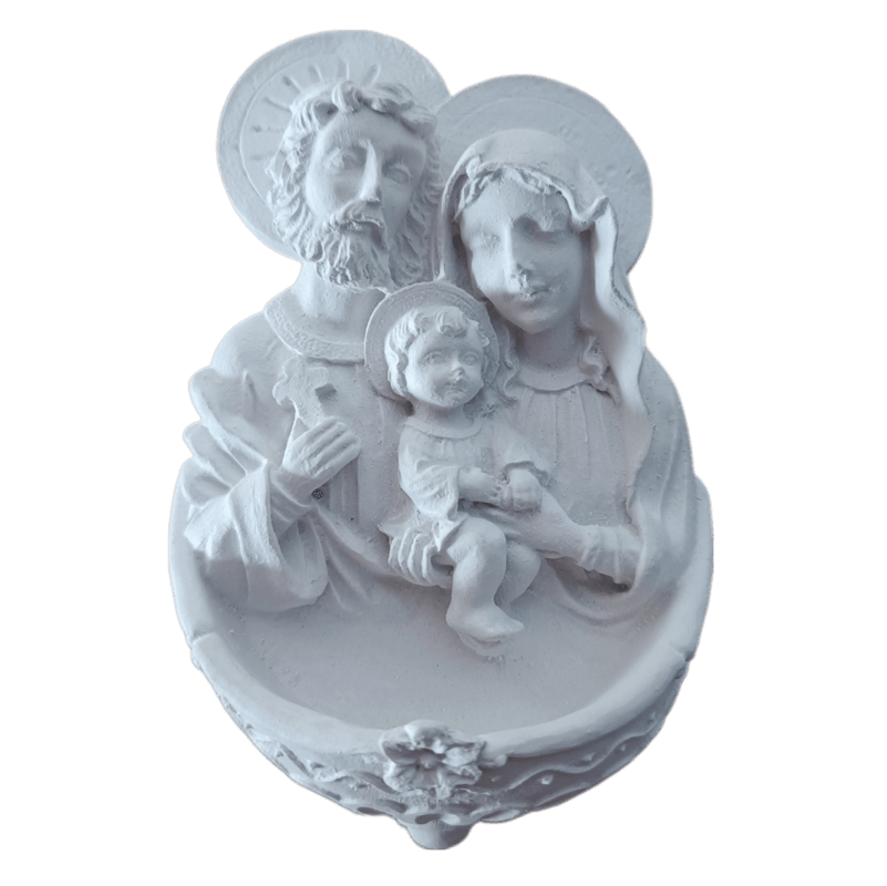 Porta Água Benta Sagrada Família em Resina 16,5cm Porta Água Benta Sagrada Família em Resina