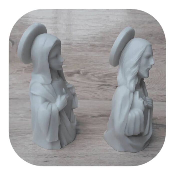Sagrado Coração de Maria e Jesus em Resina 12cm - Imagem 2