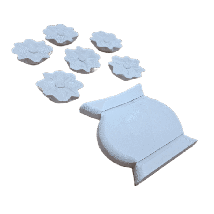 Vaso de Flores Aplique Confeccionado em Resina