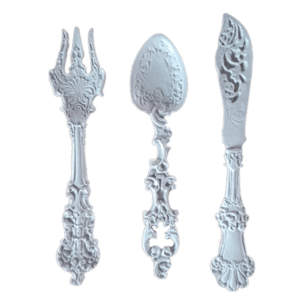 Talheres Colher, Garfo e Faca Aplique em Resina
