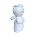 Anjo da Guarda Segurando Cálice e Hóstia em Resina