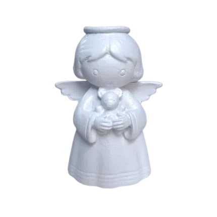 Anjo da Guarda Segurando Ursinho em Resina