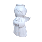 Anjo da Guarda Segurando Ursinho em Resina