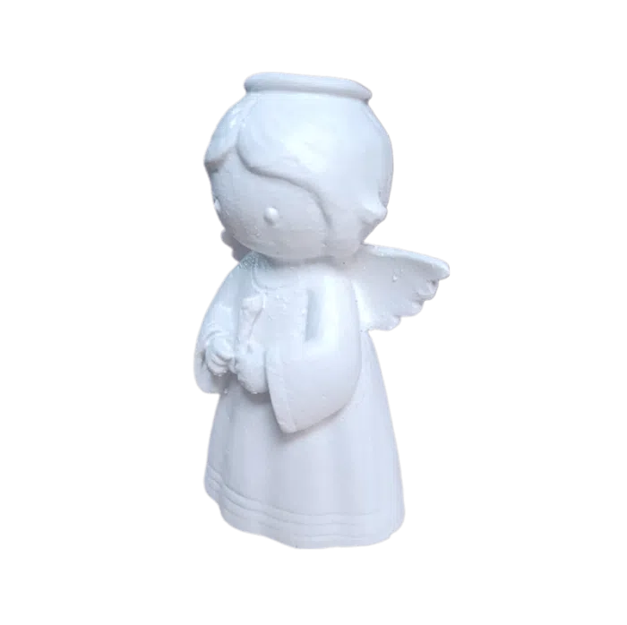Anjo da Guarda Segurando Vela em Resina