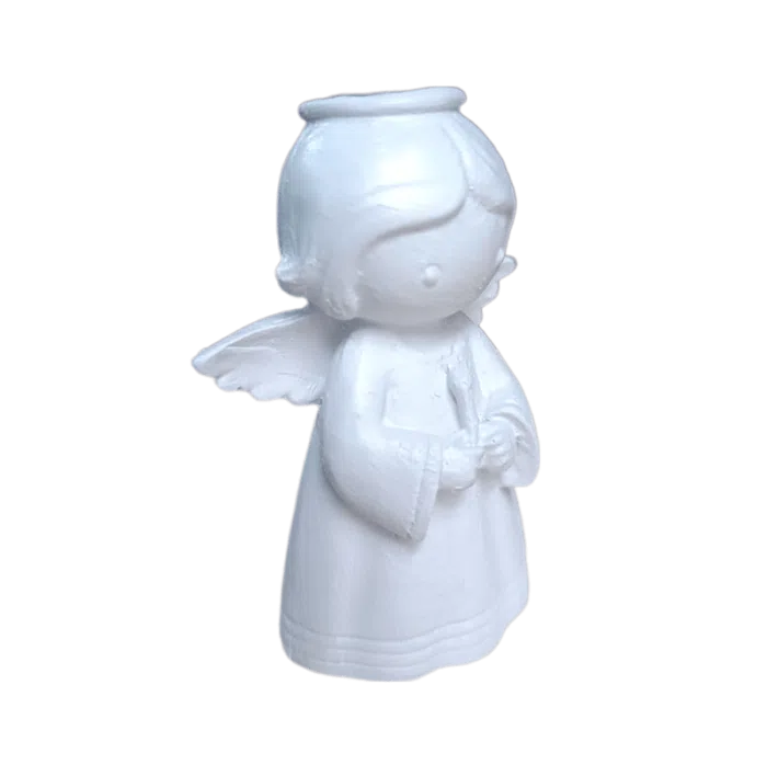 Anjo da Guarda Segurando Vela em Resina