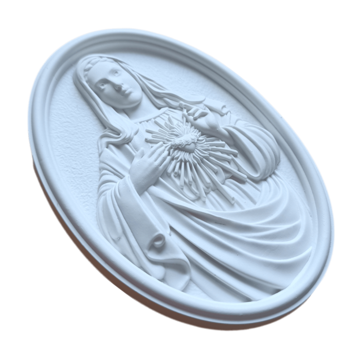 Sagrado Coração de Maria Aplique ou Parede em Resina