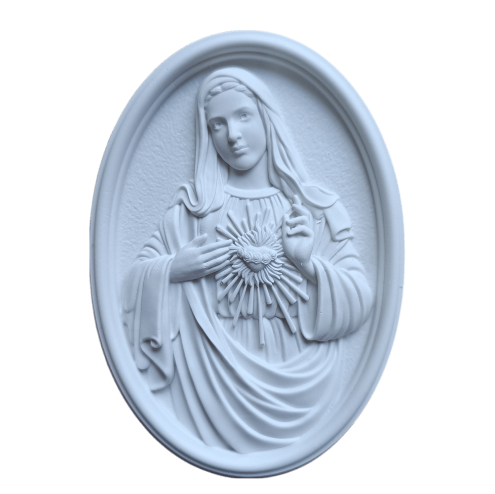 Sagrado Coração de Maria Aplique ou Parede em Resina