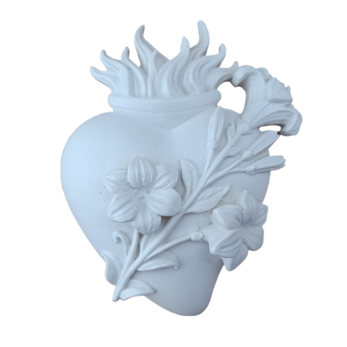 Sagrados Corações de Jesus, Maria e José Aplique em Resina