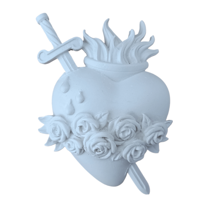 Sagrados Corações de Jesus, Maria e José Aplique em Resina