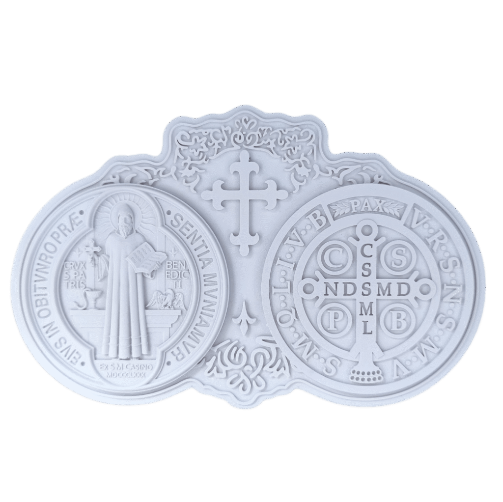 Medalha de São Bento Aplique, Parede ou Mesa em Resina