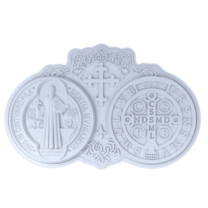 Medalha de São Bento Aplique, Parede ou Mesa em Resina