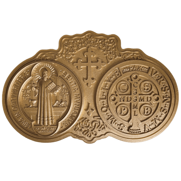 Medalha de São Bento Aplique ou Parede Dourada