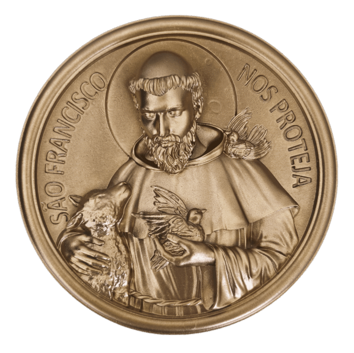 Medalha São Francisco de Assis Aplique ou Parede em Resina